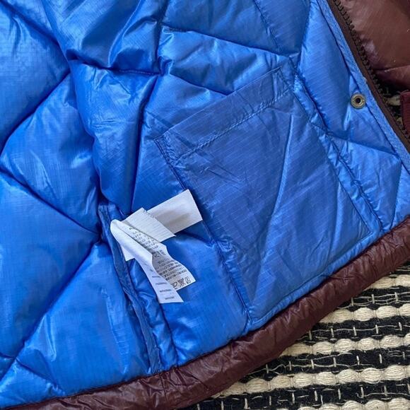 🌿 J Crew Womens Burgundy Blue Quilted Down Puffer Bomber Collection Jacket XXS - Picture 7 of 10